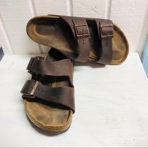 Birkenstock Oiled Leather Arizona Habana Sandals Slides 42 Unisex W 11 M 10